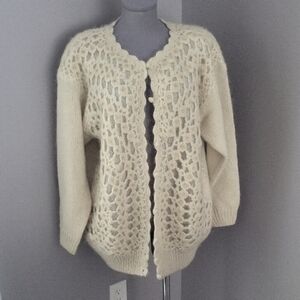 Vintage Amway Cream Mohair/Wool Cardigan - XL